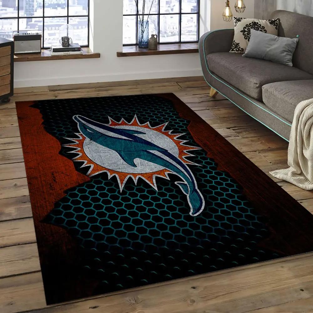 Nfl miami dolphins football team logo rectangle area rug mmd32 Rectangle Rug