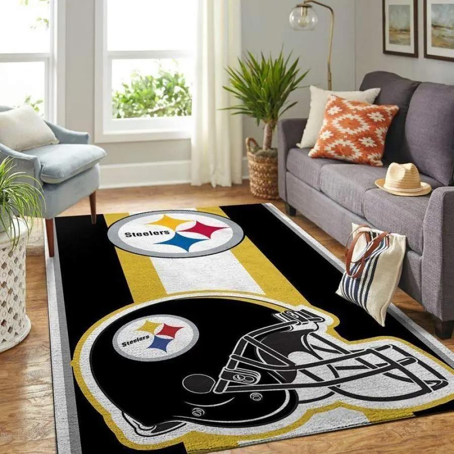 Nfl pittsburgh steelers football team logo carpet rug living room 191007 Rectangle Rug