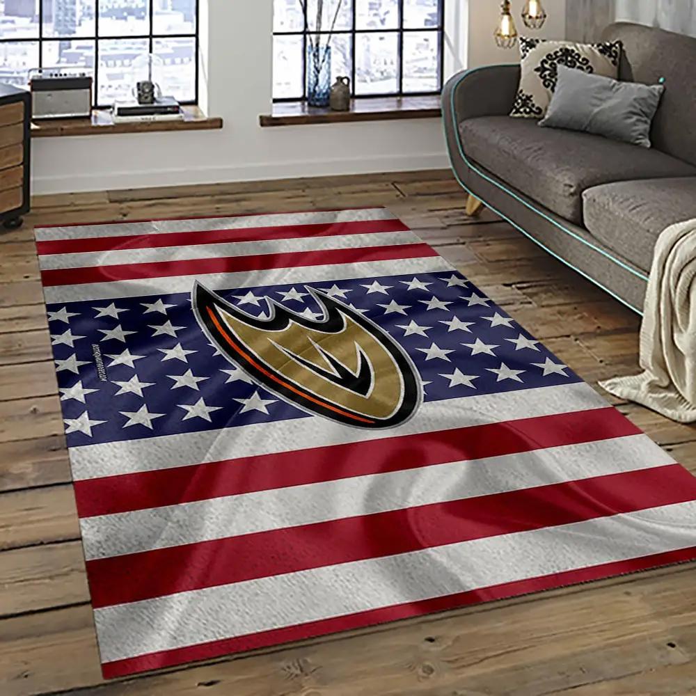 Nhl anaheim ducks ice hockey team logo sport carpet area rug home decor gift the ducks gift for fans gift for son ahd35 Rectangle Rug
