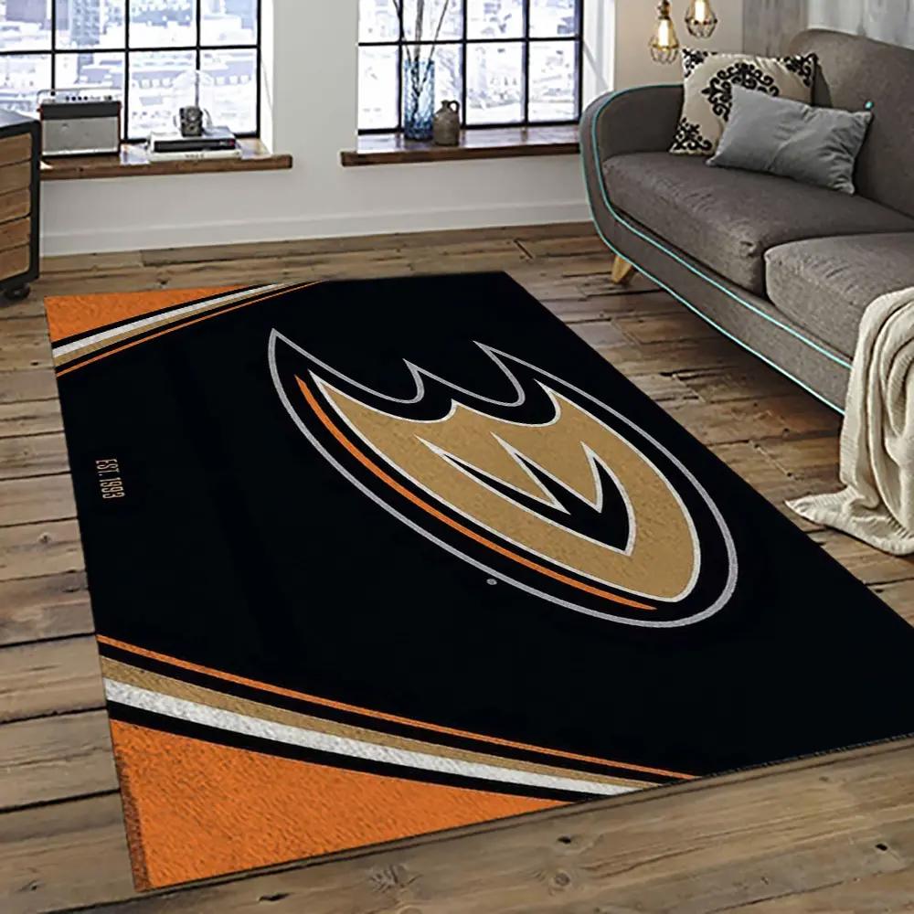 Nhl anaheim ducks ice hockey team logo sport carpet area rug home decor gift the ducks gift for fans gift for son ahd6 Rectangle Rug