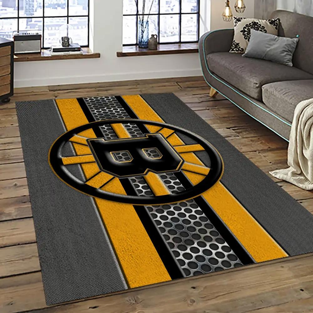 Nhl boston bruins hockey team logo sport carpet rectangle area rug for living room bb32 Rectangle Rug