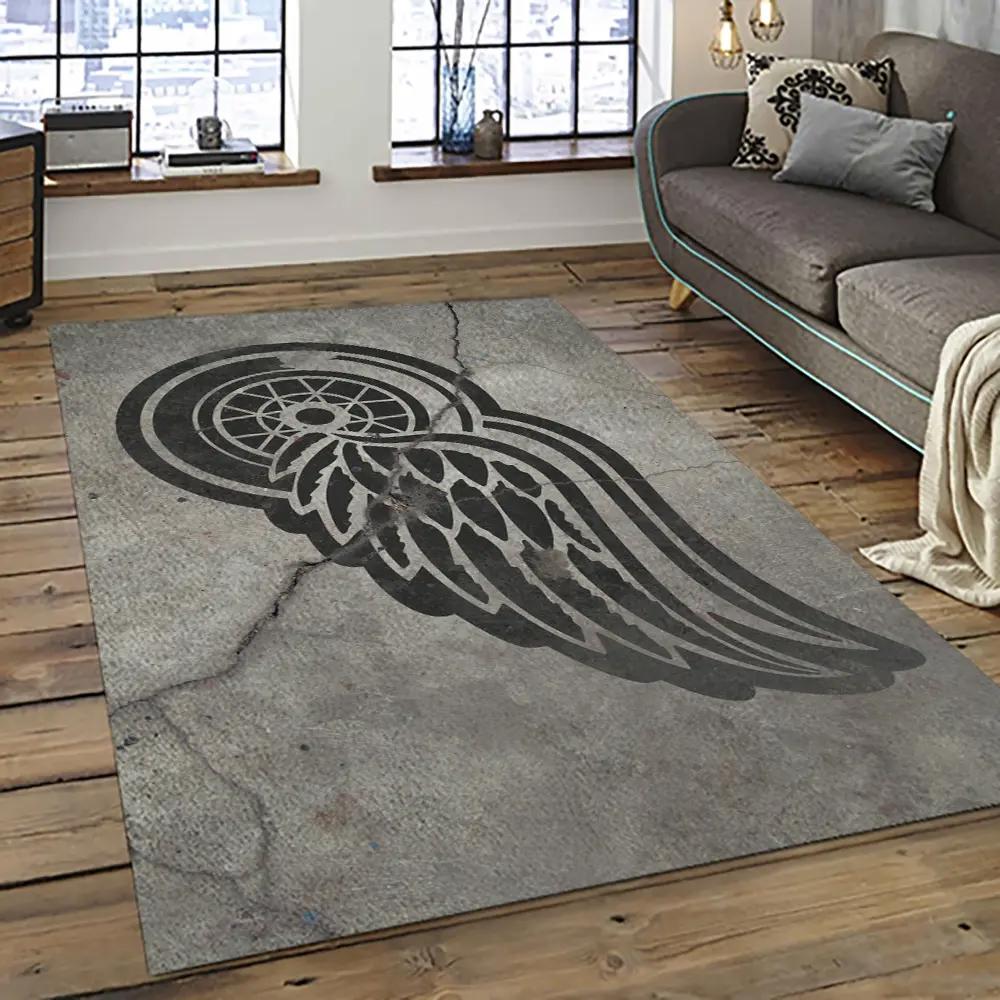 Nhl detroit red wings hockey team logo sport carpet rectangle area rug for living room drw34 Rectangle Rug