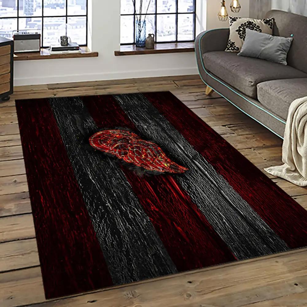 Nhl detroit red wings hockey team logo sport carpet rectangle area rug for living room drw74 Rectangle Rug