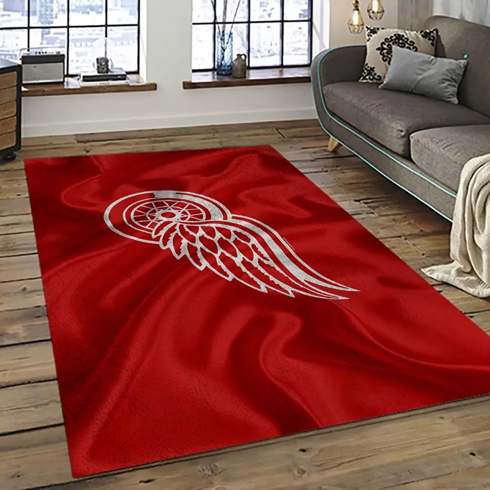 Nhl detroit red wings hockey team logo sport carpet rectangle area rug for living room drw80 Rectangle Rug