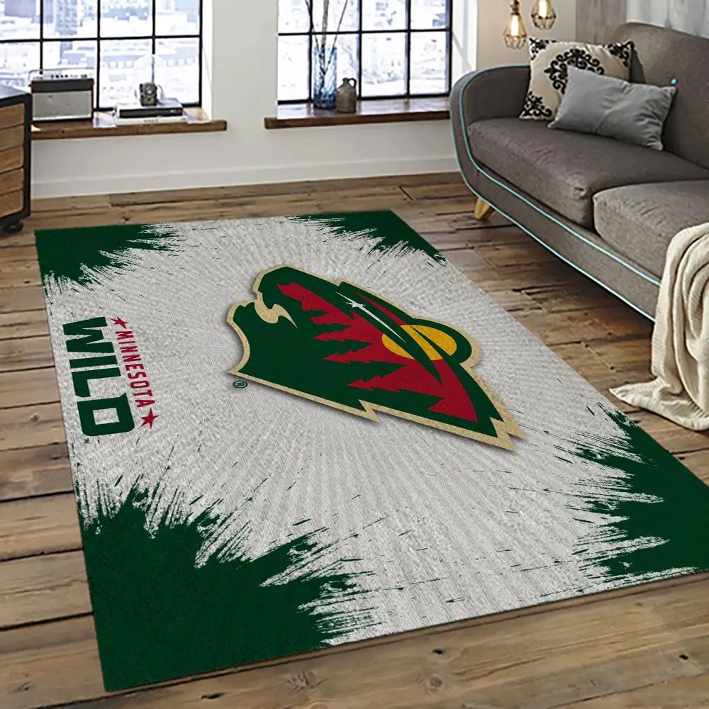Nhl minnesota wild hockey team logo sport carpet rectangle area rug for living room mw06 Rectangle Rug
