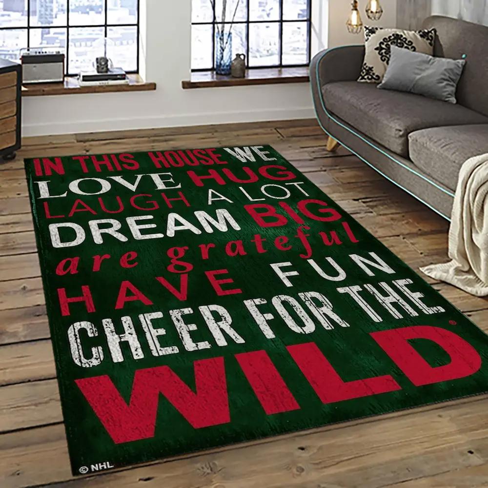 Nhl minnesota wild hockey team logo sport carpet rectangle area rug for living room mw13 Rectangle Rug
