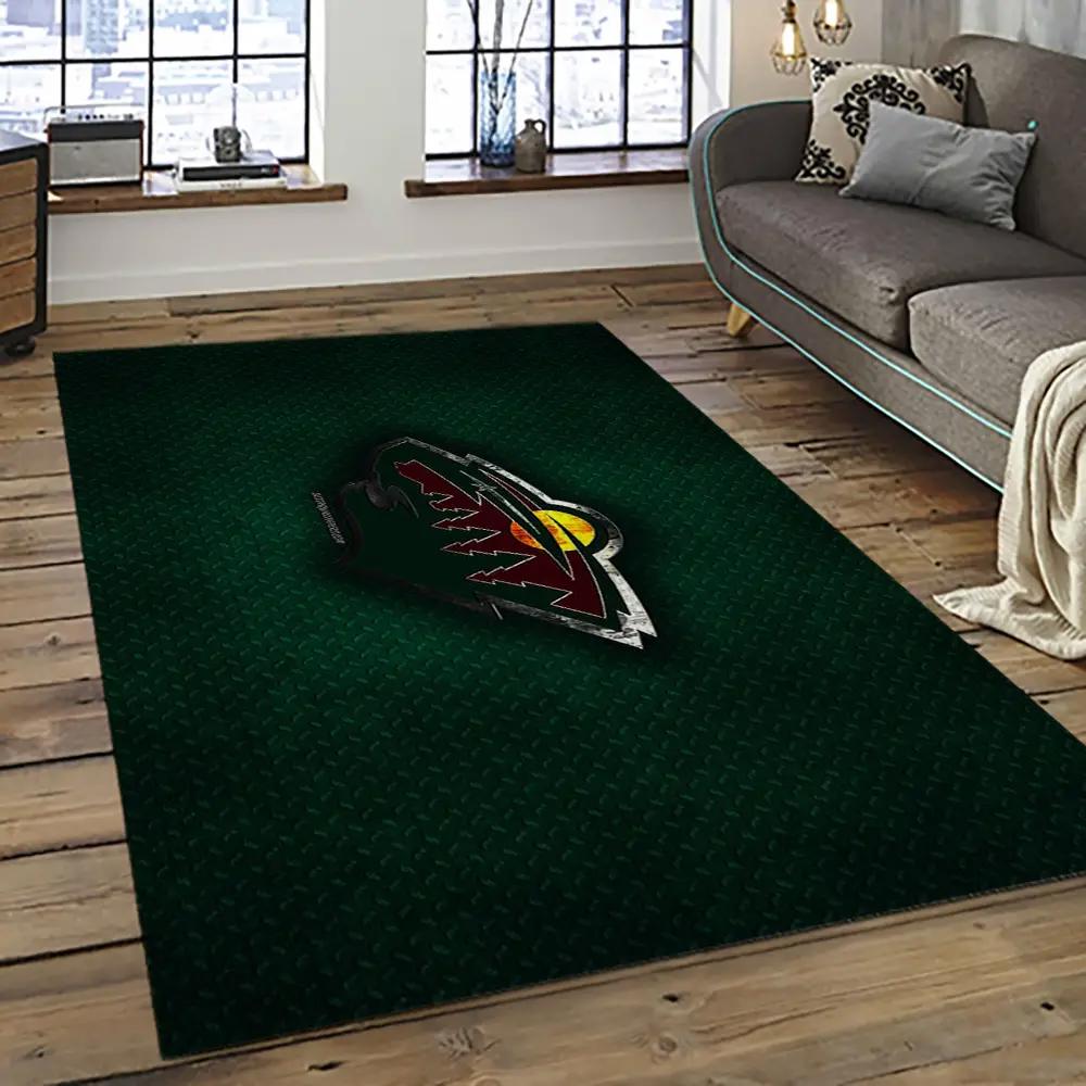 Nhl minnesota wild hockey team logo sport carpet rectangle area rug for living room mw41 Rectangle Rug