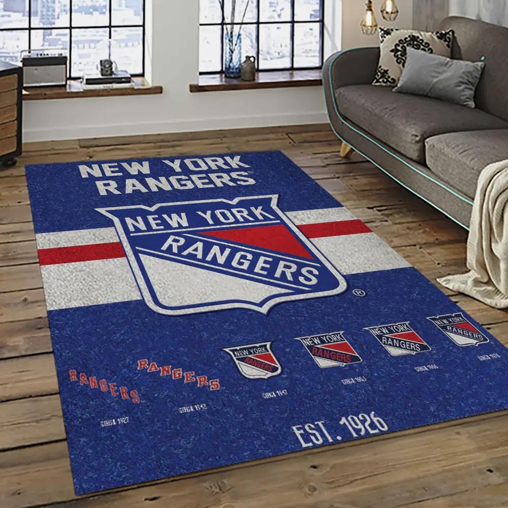 Nhl new york rangers hockey team logo sport carpet rectangle area rug for living room nyr10 Rectangle Rug