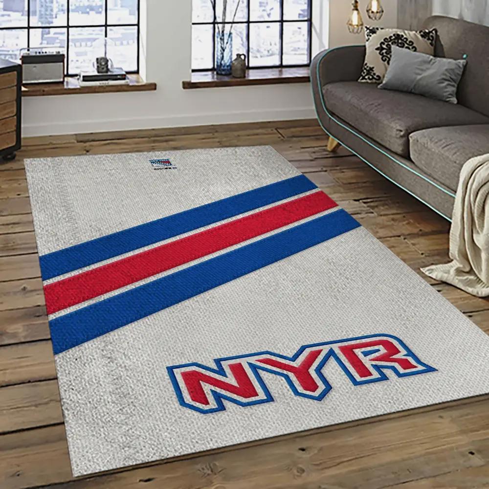 Nhl new york rangers hockey team logo sport carpet rectangle area rug for living room nyr12 Rectangle Rug