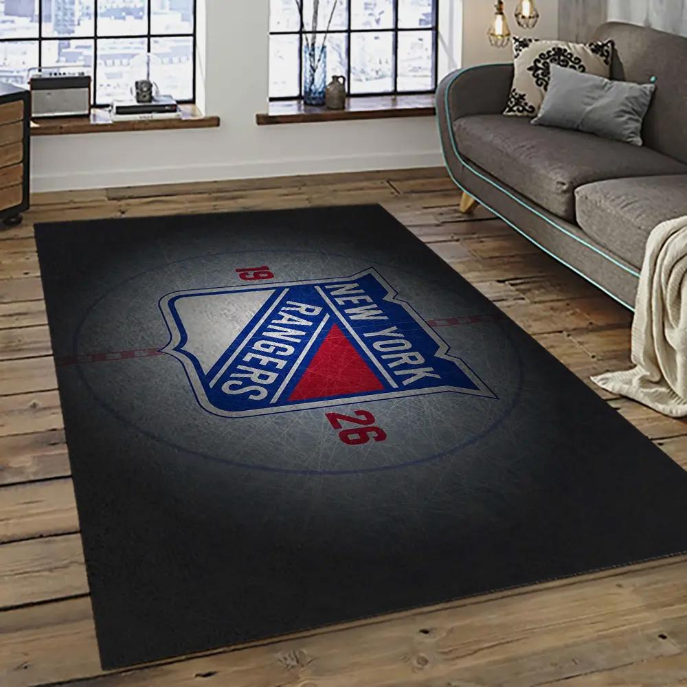 Nhl new york rangers hockey team logo sport carpet rectangle area rug for living room nyr32 Rectangle Rug