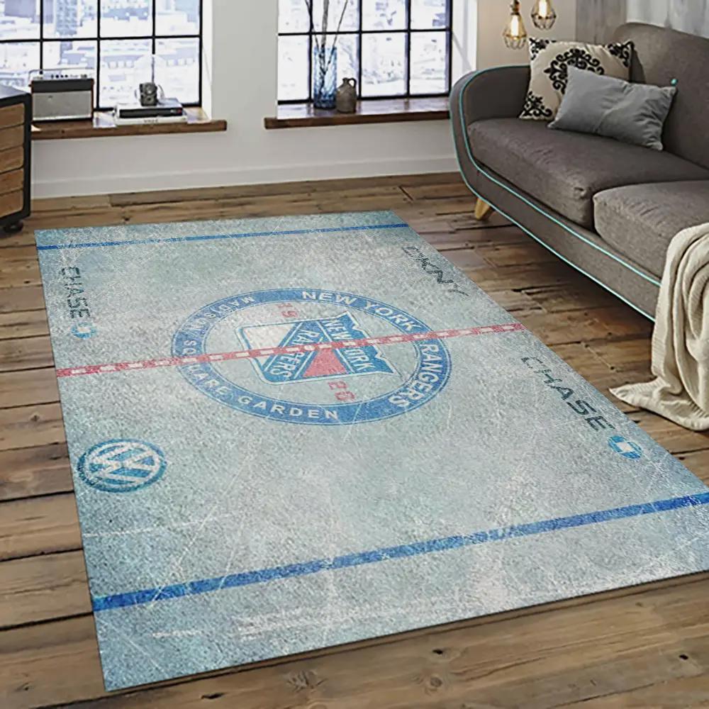 Nhl new york rangers hockey team logo sport carpet rectangle area rug for living room nyr43 Rectangle Rug
