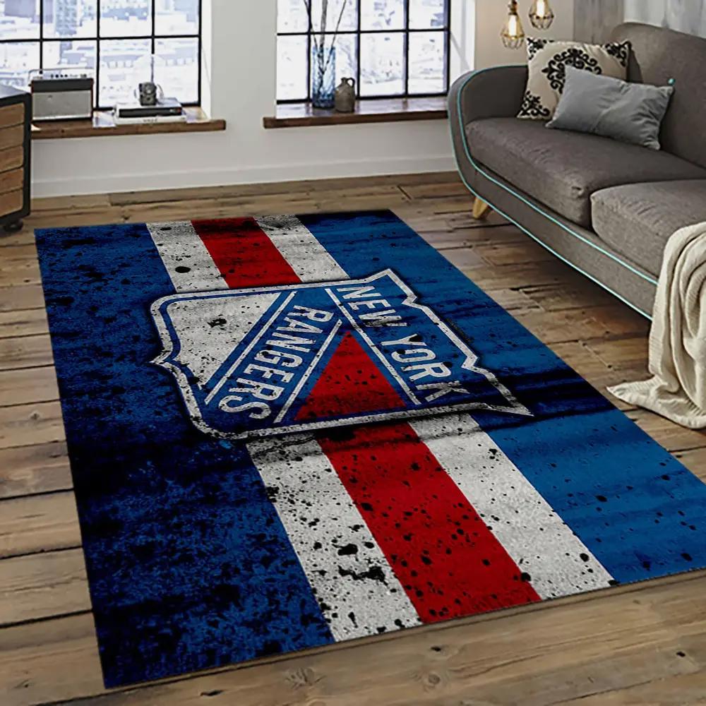 Nhl new york rangers hockey team logo sport carpet rectangle area rug for living room nyr61 Rectangle Rug