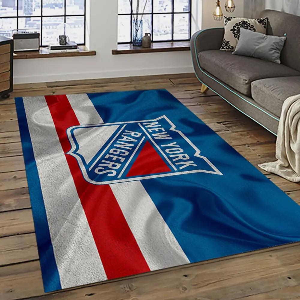 Nhl new york rangers hockey team logo sport carpet rectangle area rug for living room nyr64 Rectangle Rug