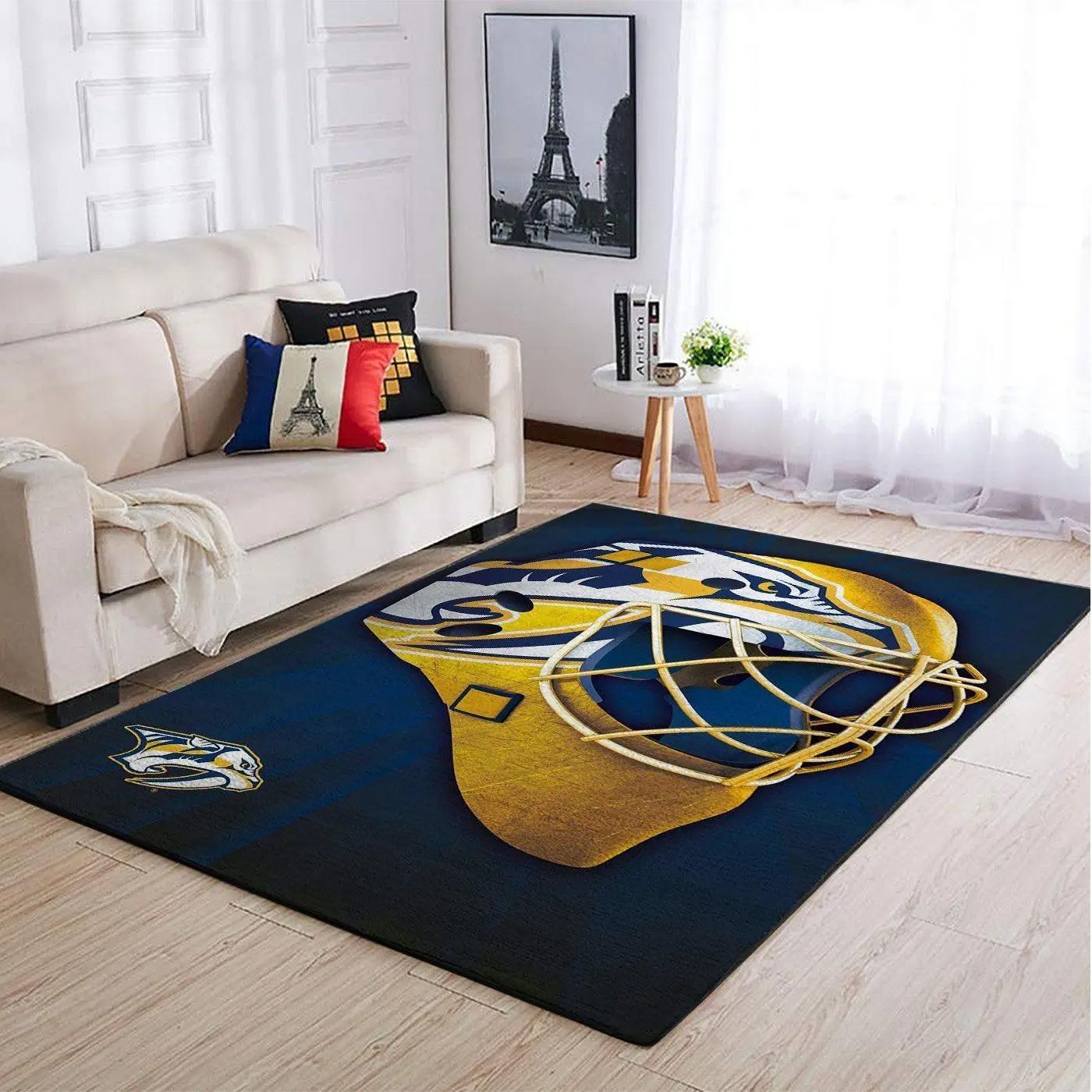 Nhl repeat nashville predators area rug living room bedroom regtangle carpet Rectangle Rug