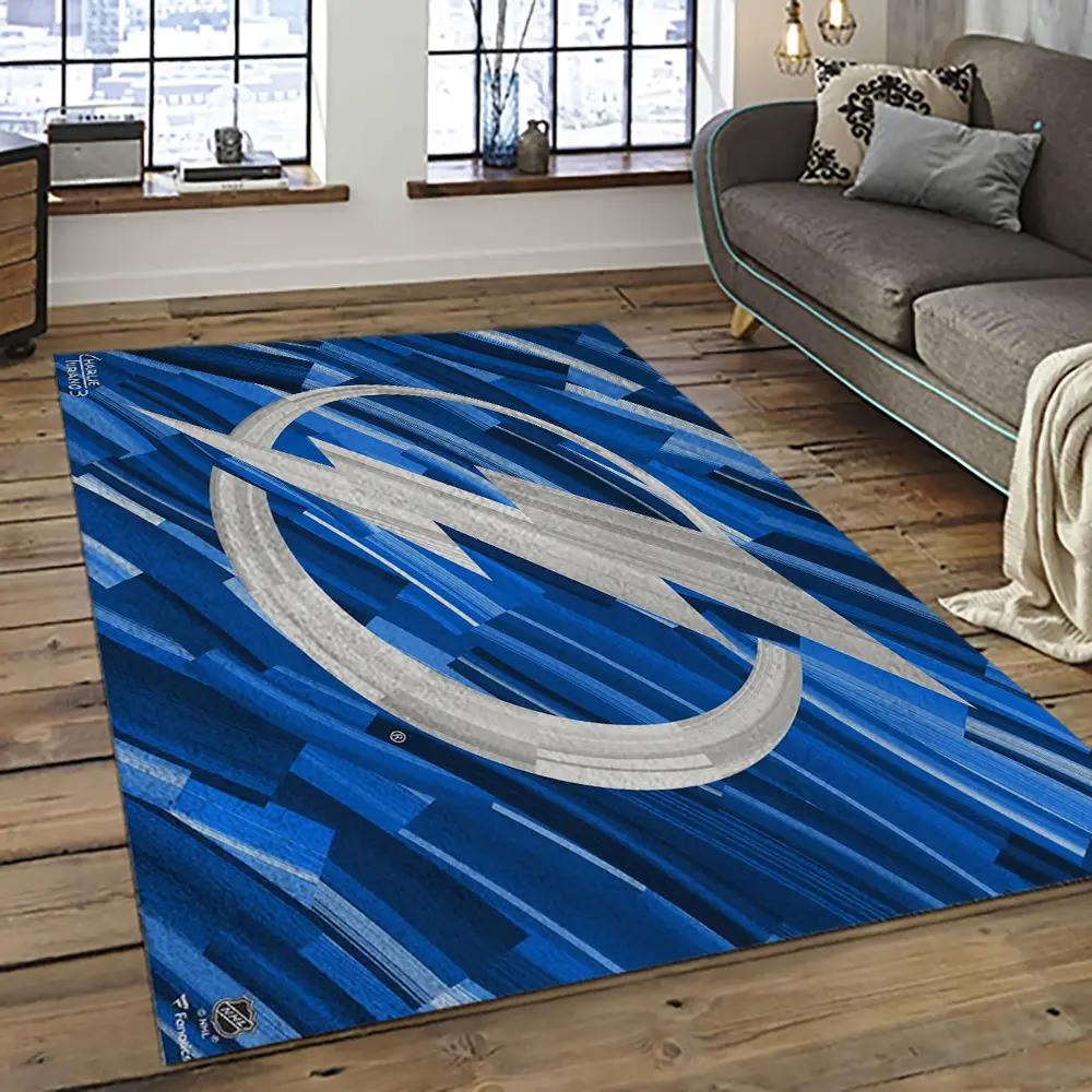 Nhl tampa bay lightning hockey team logo sport carpet rectangle area rug for living room tbl03 Rectangle Rug
