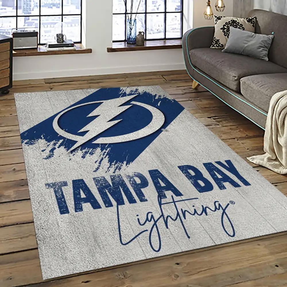 Nhl tampa bay lightning hockey team logo sport carpet rectangle area rug for living room tbl20 Rectangle Rug