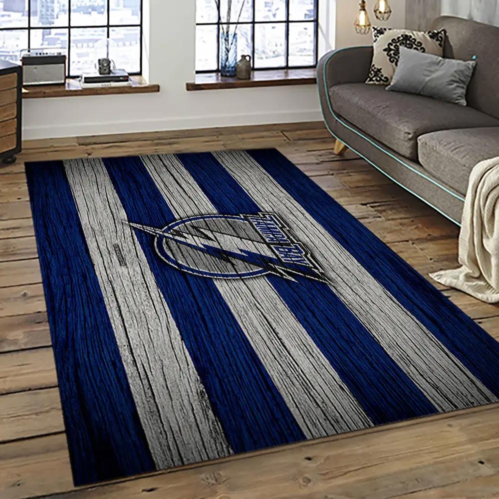 Nhl tampa bay lightning hockey team logo sport carpet rectangle area rug for living room tbl51 Rectangle Rug