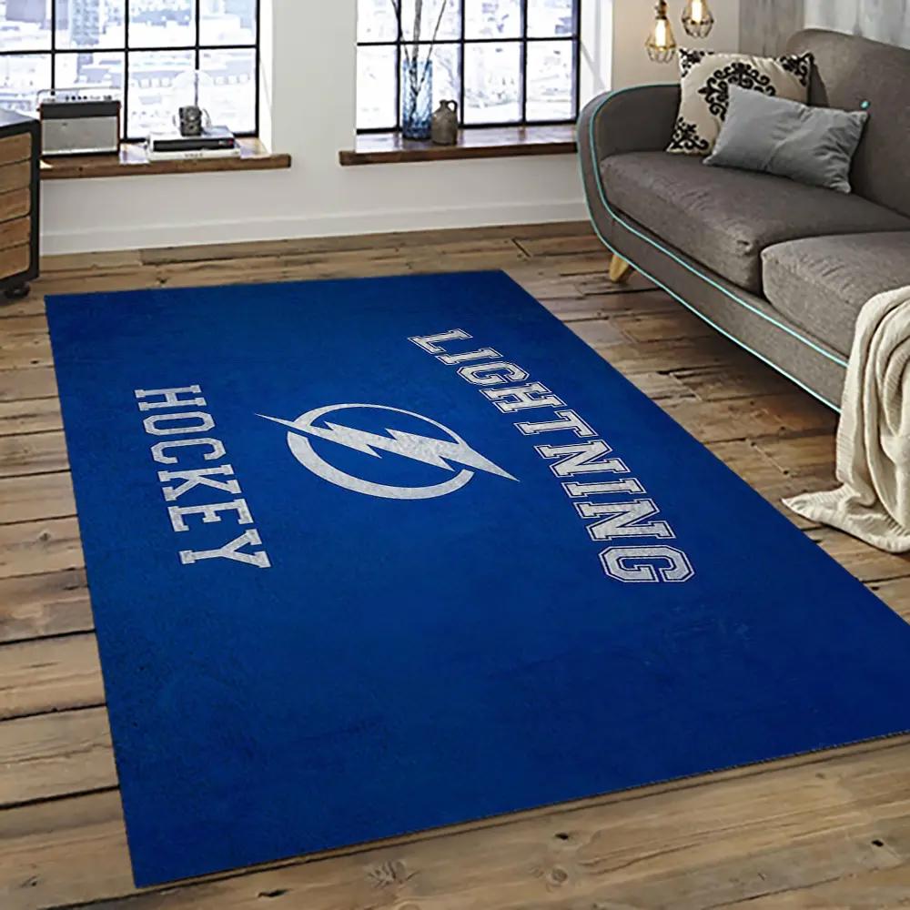 Nhl tampa bay lightning hockey team logo sport carpet rectangle area rug for living room tbl57 Rectangle Rug