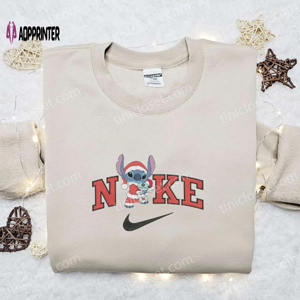 Nike christmas x stitch and scrump xmas hat sweatshirt: movie embroidered shirt best gift ideas Embroidered Shirt