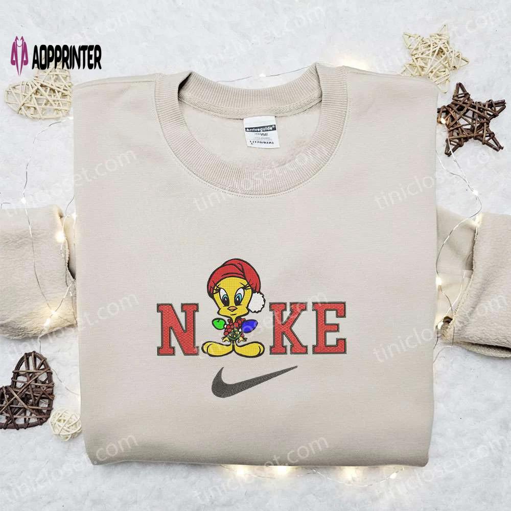 Nike christmas x tweety light embroidered sweatshirt & shirt: best holiday gift ideas Embroidered Shirt