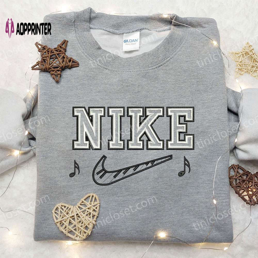 Nike embroidered piano sweatshirt – music inspired shirt Embroidered Shirt