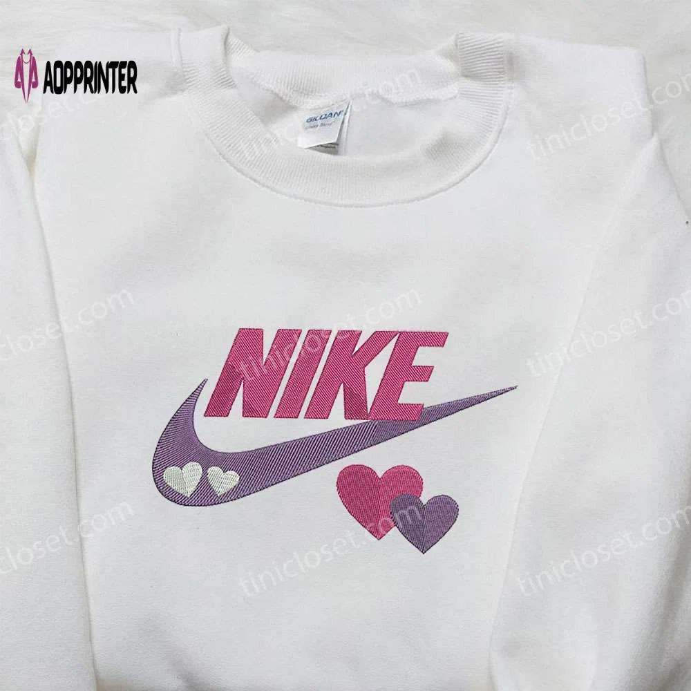 Nike heart embroidered sweatshirt: perfect valentine s gift for family – nike inspired shirt Embroidered Shirt