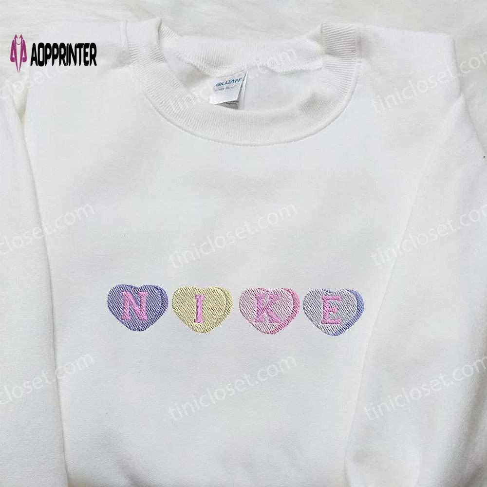 Nike heart love embroidered sweatshirt: perfect valentine s day gift for her Embroidered Shirt