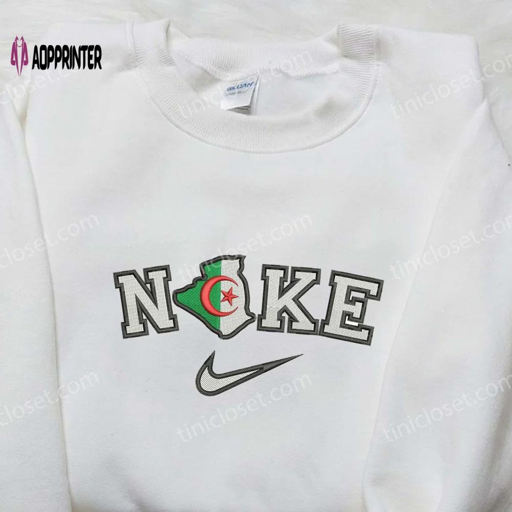 Nike x algeria map embroidered shirt: authentic nike inspired design for a stylish statement Embroidered Shirt