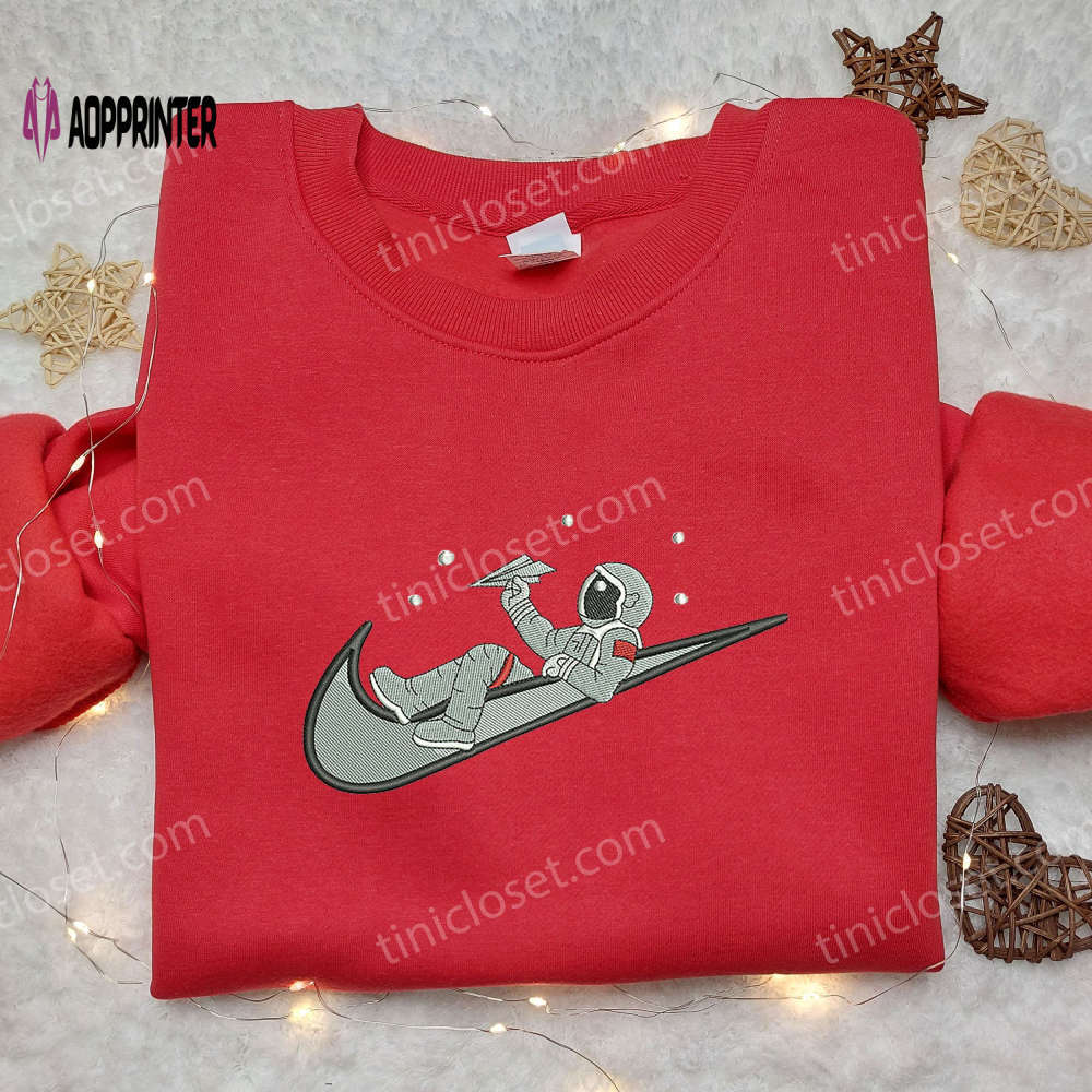 Nike x astronaut fly & anime embroidered shirts: stylish nike embroidered tees Embroidered Shirt