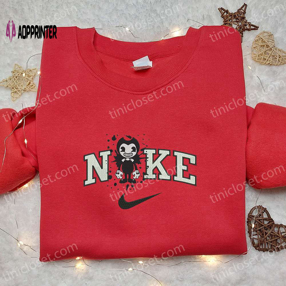 Nike x bendy and the ink machine embroidered hoodie & shirt: spooky halloween clothing Embroidered Shirt