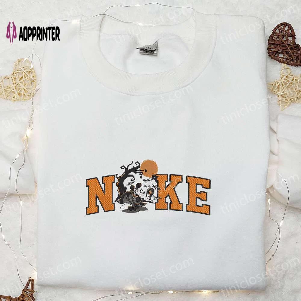 Nike x disney halloween happy tree embroidered shirt – custom nike gift for family Embroidered Shirt