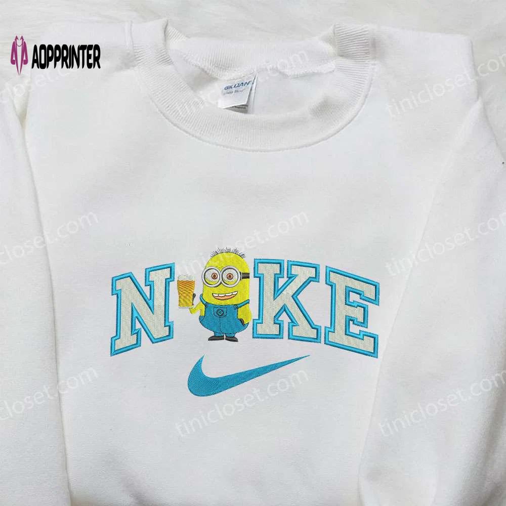Nike x drunk minion embroidered shirt – minion movie inspired design Embroidered Shirt