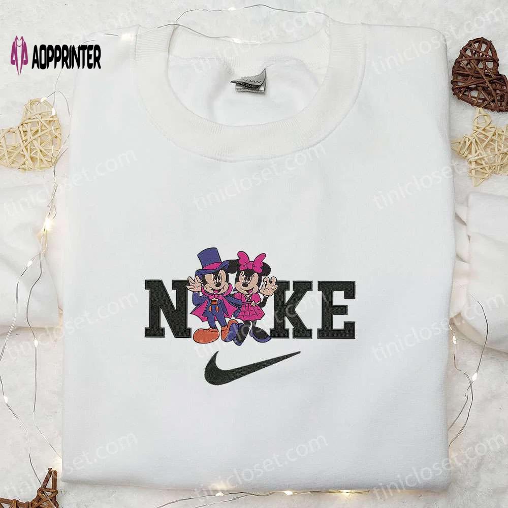 Nike x halloween mickey minnie embroidered shirt: cute sweatshirt & custom hoodie Embroidered Shirt