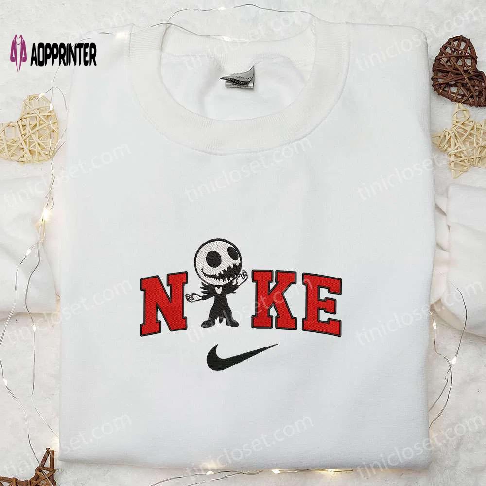 Nike x jack skellington: nightmare before christmas embroidered sweatshirt hoodie & t-shirt Embroidered Shirt