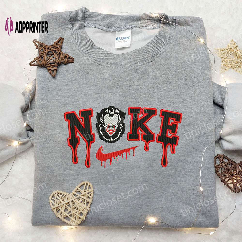 Nike x pennywise embroidered sweatshirt: best halloween gift idea with it movie design Embroidered Shirt