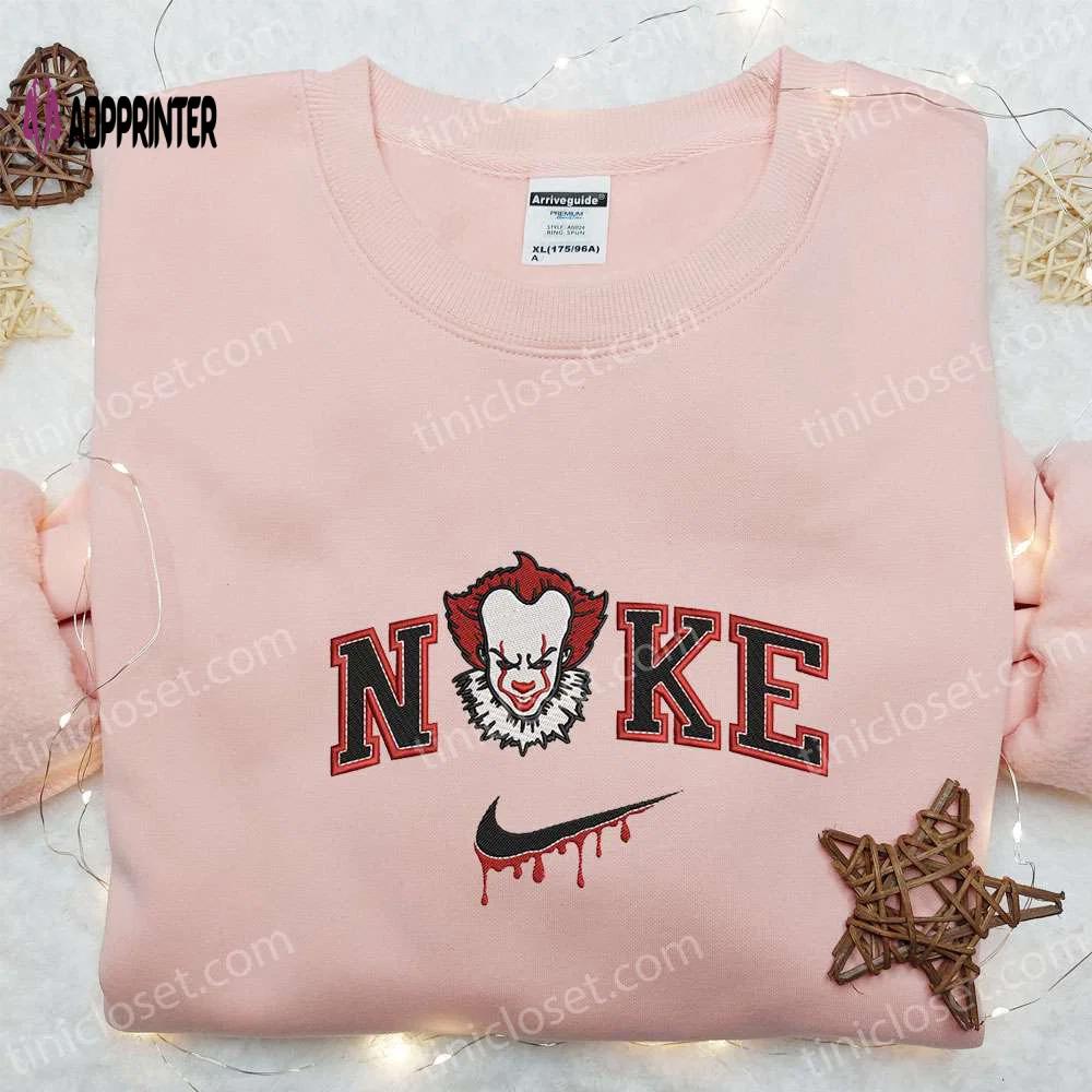 Nike x pennywise embroidered sweatshirt: it movie shirt best halloween gift idea Embroidered Shirt
