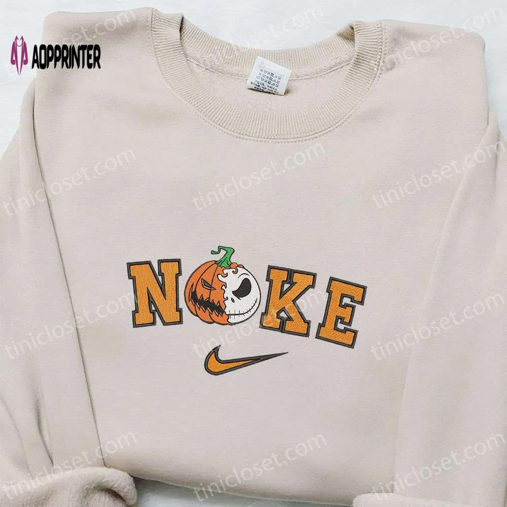 Nike x pumpkin monster halloween embroidered hoodie t-shirt & sweatshirt: spooky nike inspired collection Embroidered Shirt