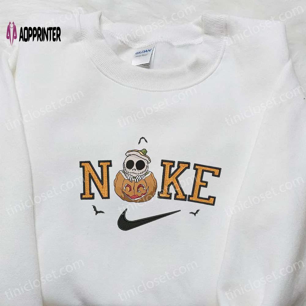 Nike x skellington pumpkin halloween embroidered hoodie & t-shirt: amazing nike-inspired sweatshirt Embroidered Shirt