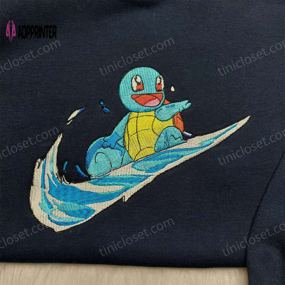 Nike x squirtle pokemon embroidered shirt – exclusive design with pokemon & nike inspired logo Embroidered Shirt
