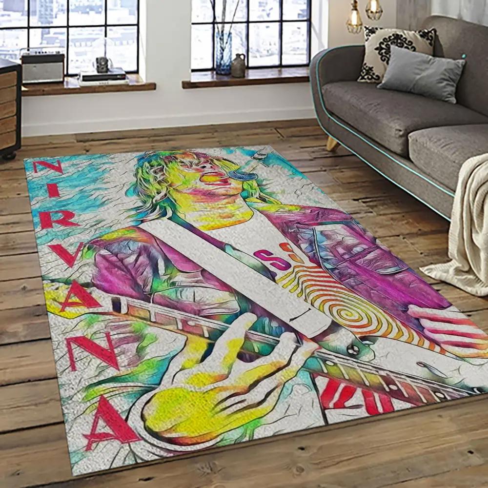 Nirvana rock band punk rock music retangle carpet area rug home decor best gift for fan and friends nv26 Rectangle Rug
