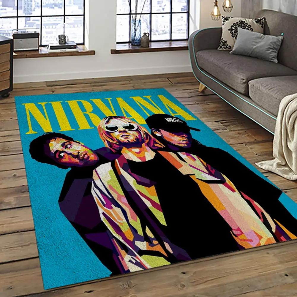 Nirvana rock band punk rock music retangle carpet area rug home decor best gift for fan and friends nv44 Rectangle Rug
