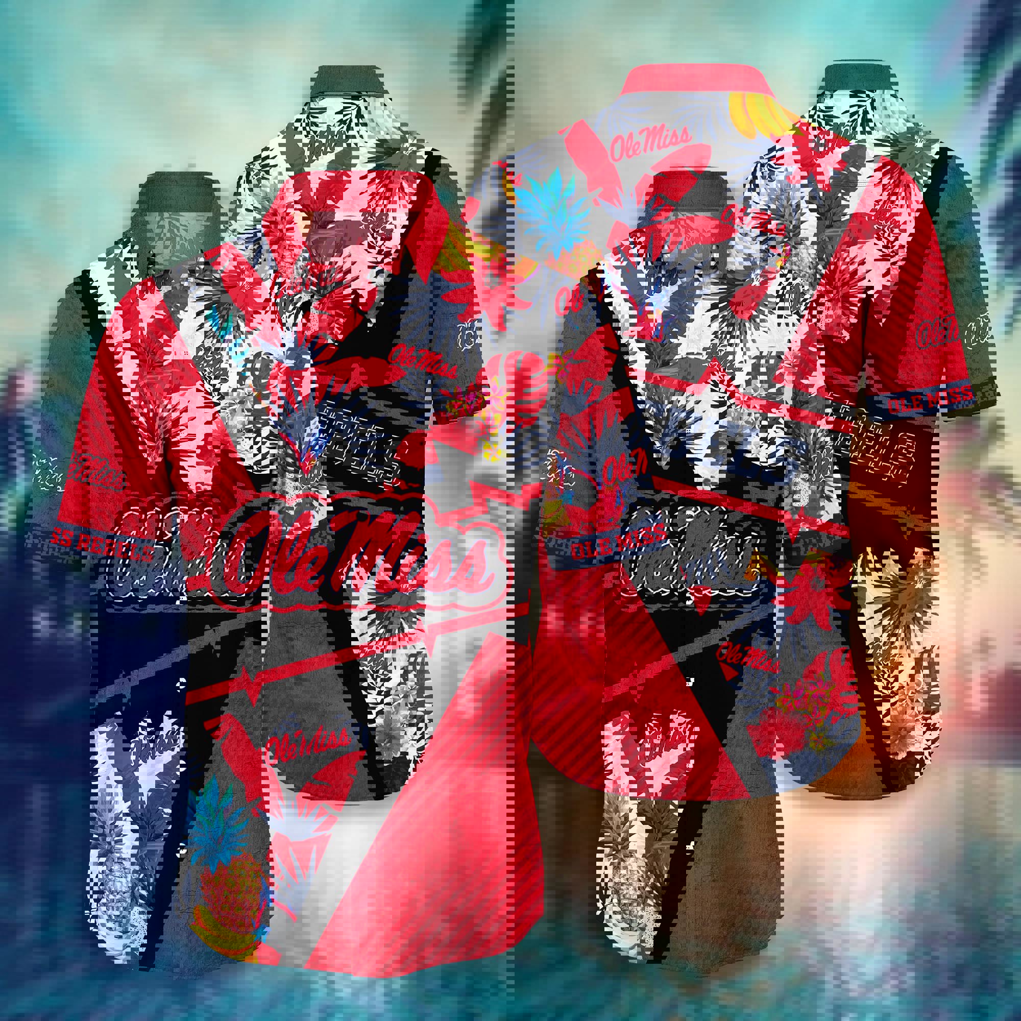 Ole miss rebels ncaa hawaiian shirt Hawaii Shirt Shorts & Flip Flops