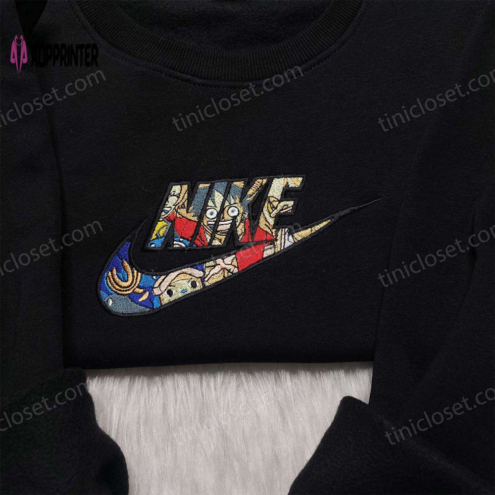 One piece luffy x nike shirt embroidered sweatshirt & hoodie: anime nike collection Embroidered Shirt