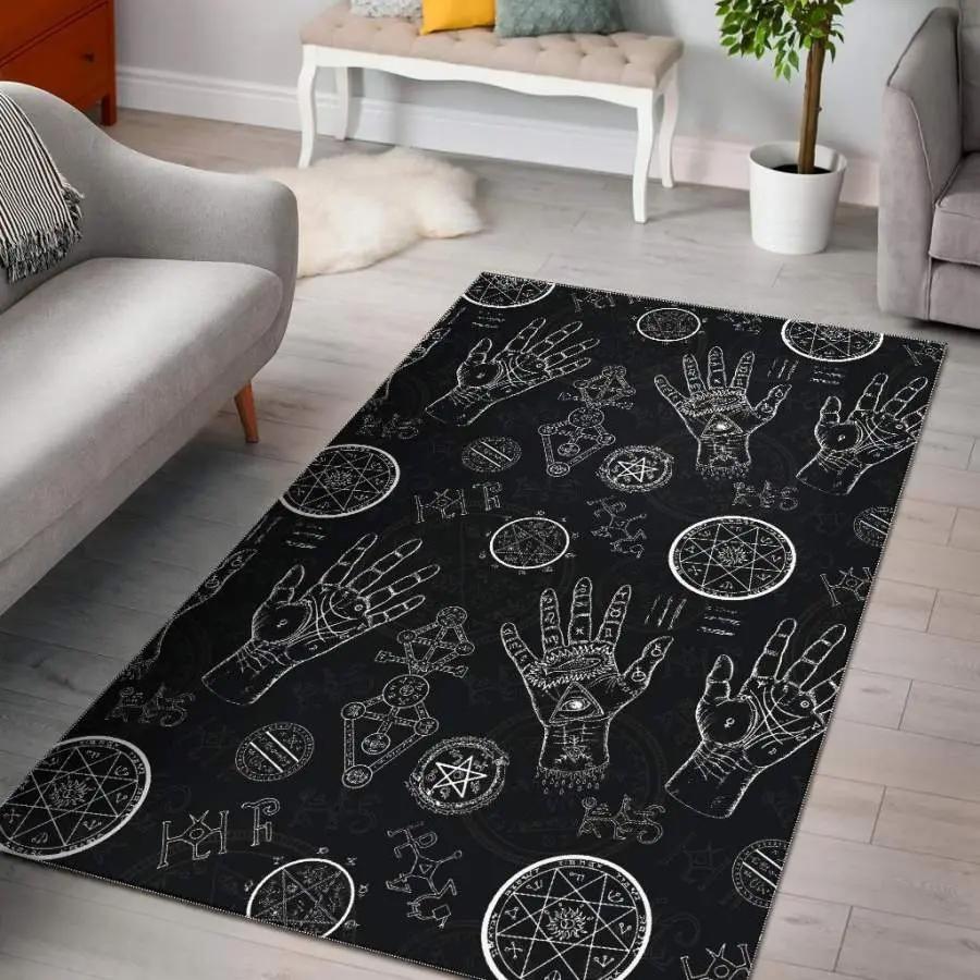 Pagan wiccan witch pattern print area rug living room rug home decor Rectangle Rug