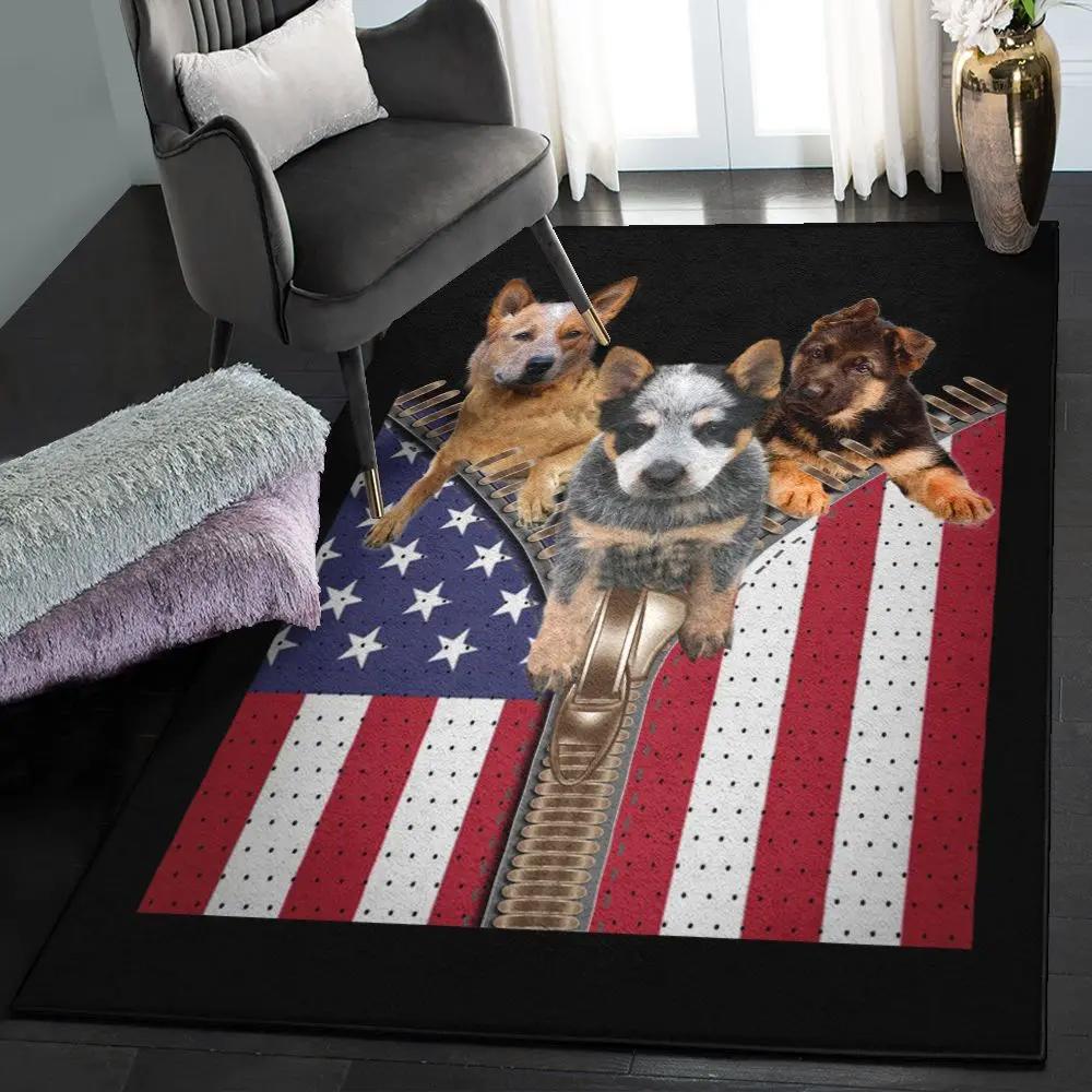 Patriotic cool rugs, heeler american zipper gs cl rug Rectangle Rug