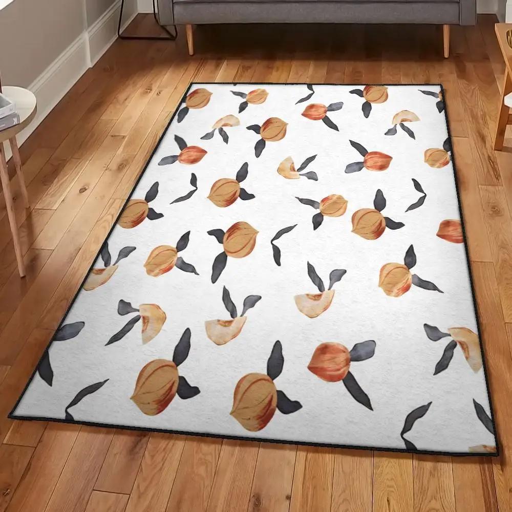 Peach art washable rugs, peach rug Rectangle Rug