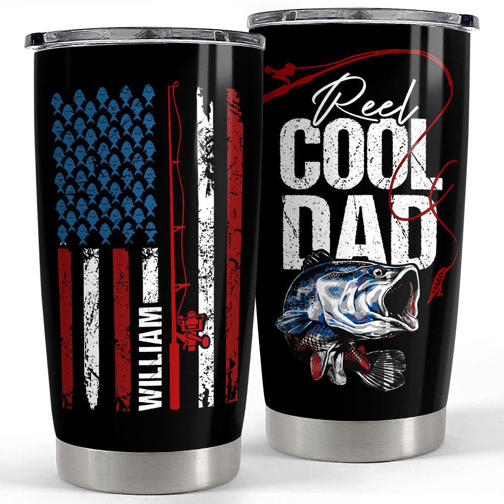 Personalized dad tumbler fishing reel cool dad customize name Personalized Tumbler