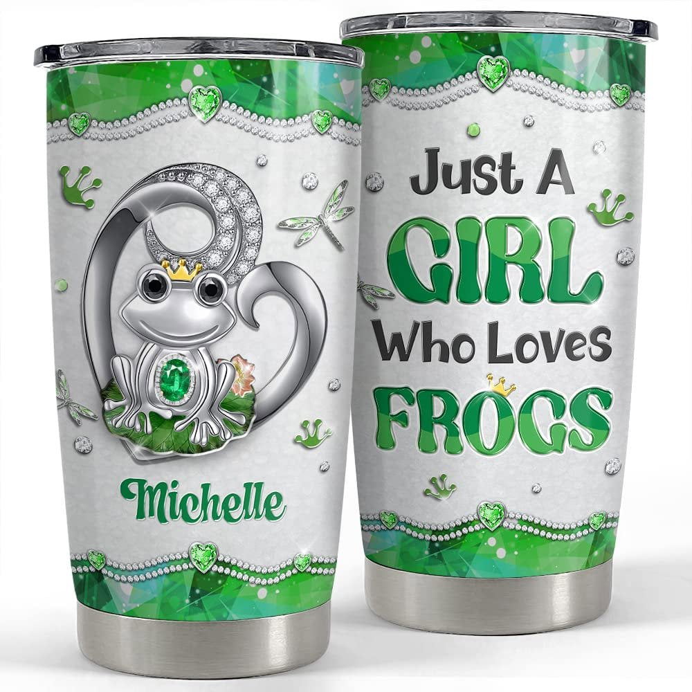 Personalized frog tumbler jewelry style girl loves frogs best gift Personalized Tumbler