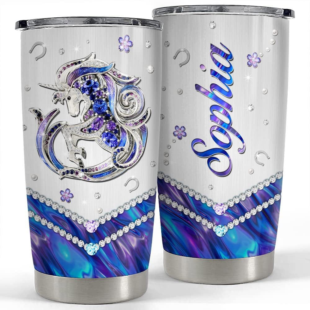 Personalized hologram unicorn tumbler jewelry style for animal lover Personalized Tumbler