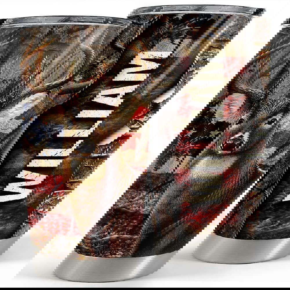 Personalized hunting deer tumbler us flag for hunting lovers men dad Personalized Tumbler